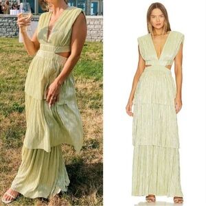 Sabina Musayev Athena Light Green Layered Maxi Dress VGUC Medium M